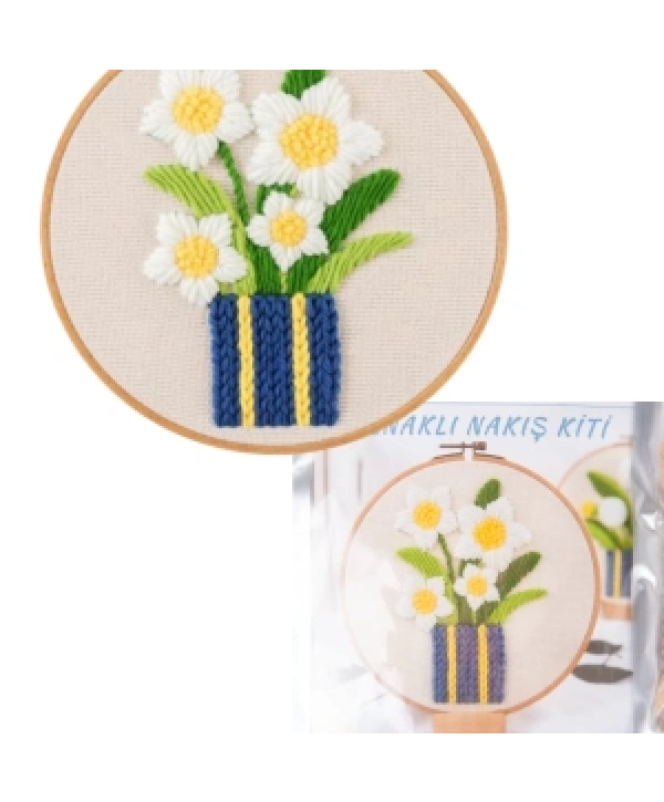 Nakış Kitleri Kasnaklı 13.5 X 18.8 Cm Papatya