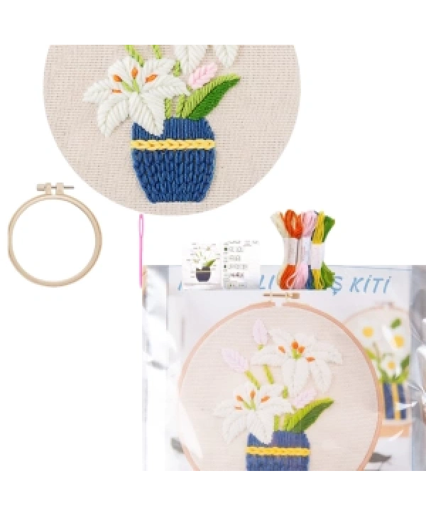 Nakış Kitleri Kasnaklı 13.5 X 18.8 Cm Zambak