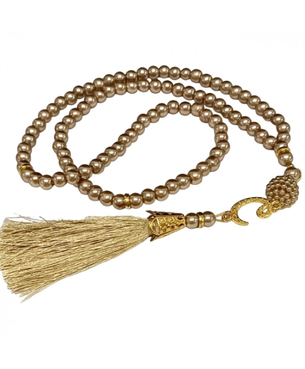 Namaz Tesbihi Vavlı 99lu Cam İncili Amenerrasulü Dua Kartı İle Süt Kahve Renk Hediyelik