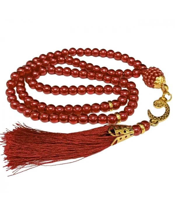 Namaz Tesbihi Vavlı 99lu Cam İncili Esmaul Hüsna Dua Kartı İle Fuşya Renk Hediyelik