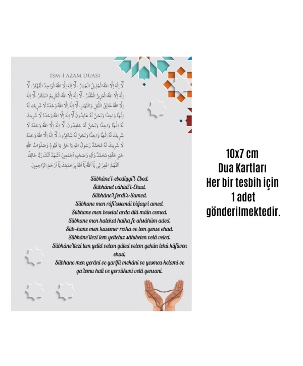 Namaz Tesbihi Vavlı 99lu Cam İncili İsmi Azam Dua Kartı İle Mavi Renk Hediyelik 100 Adet