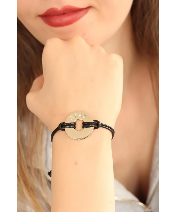 OKAY (İyi) Siyah Deri İpli Unisex Mood Bileklik