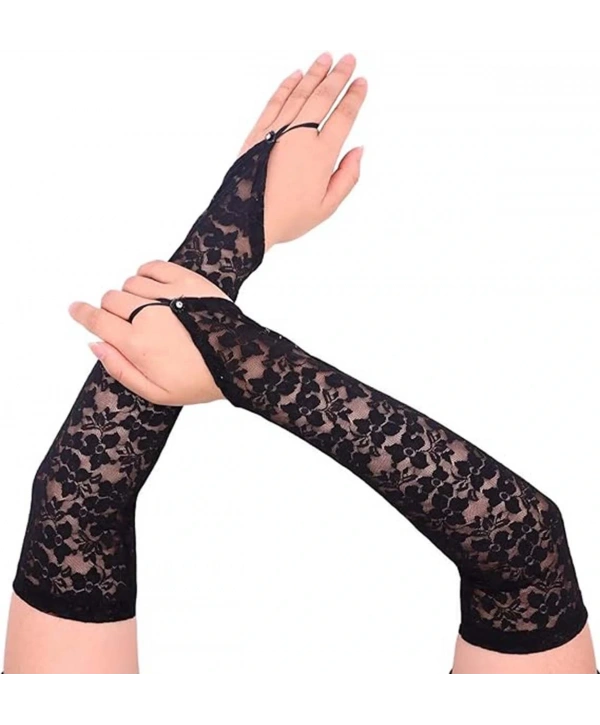 Parmak Askılı Zarif Gece Şıklığı Dantel Eldiven 40 cm (5047)