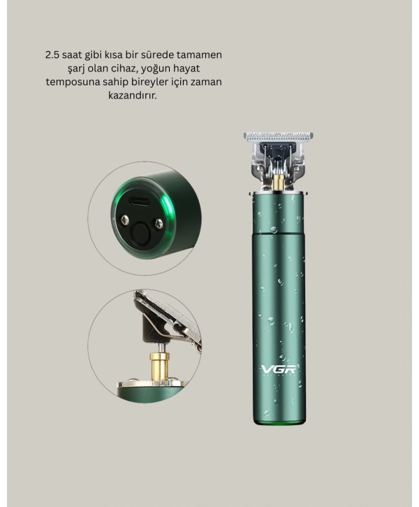 Paslanmaz Çelik Başlıklı Su Geçirmez Şarjlı Saç Kesme Makinesi