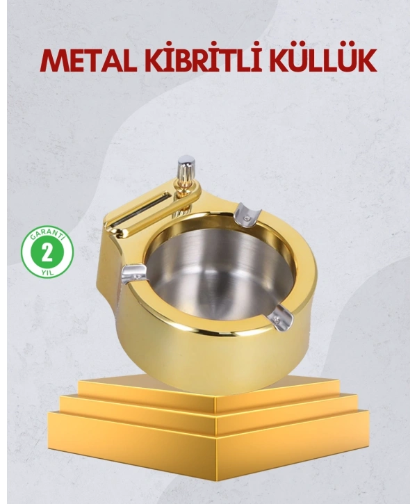 Paslanmaz Çelik Küllük Çakmaklı Masa Üstü Kullanım