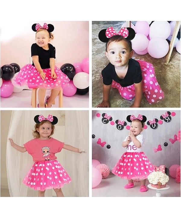 Pembe Fiyonklu Minnie Mouse Tacı Mini Kulak (5047)