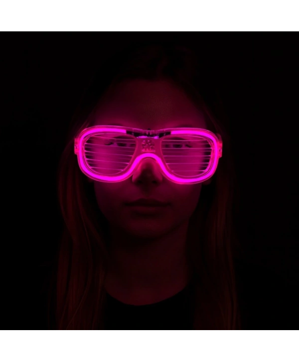 Pembe Led Işıklı Parti Gözlüğü - Neon Glow Şerit Gözlük 3 Modlu (5047)