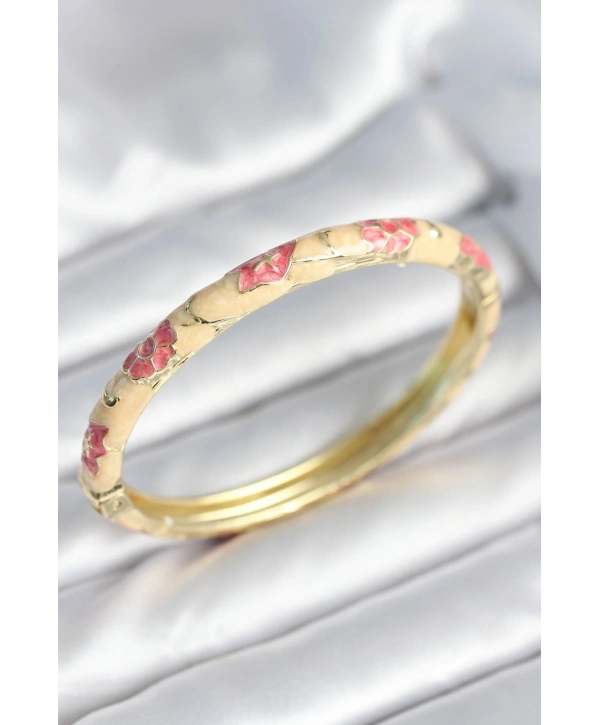 Pembe Renk Detaylı Mineli Kelepçe