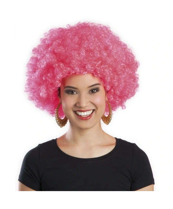 Pembe Renk Kıvırcık Afro Bonus Peruk (5047)