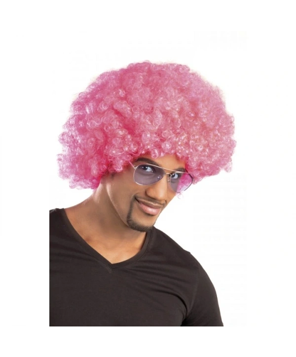 Pembe Renk Kıvırcık Afro Bonus Peruk (5047)