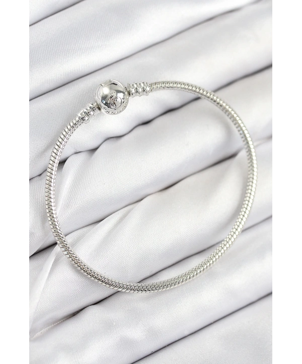 Pirinç Charm Topcuk Model Gümüş Renk Kadın Bileklik