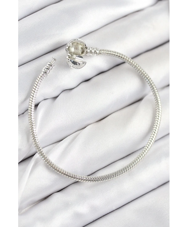 Pirinç Charm Topcuk Model Gümüş Renk Kadın Bileklik