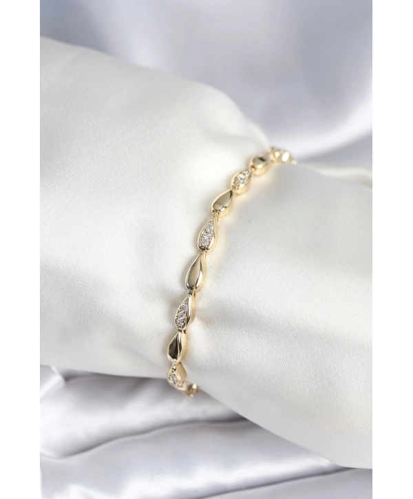 Pirinç Gold Renk Damla Model Kadın Bileklik