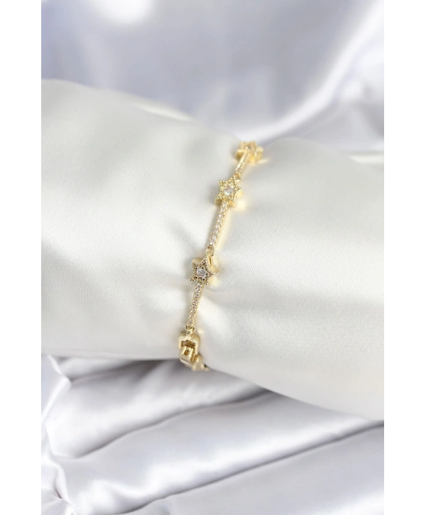 Pirinç Gold Renk Halley Yıldız Model Kadın Bileklik