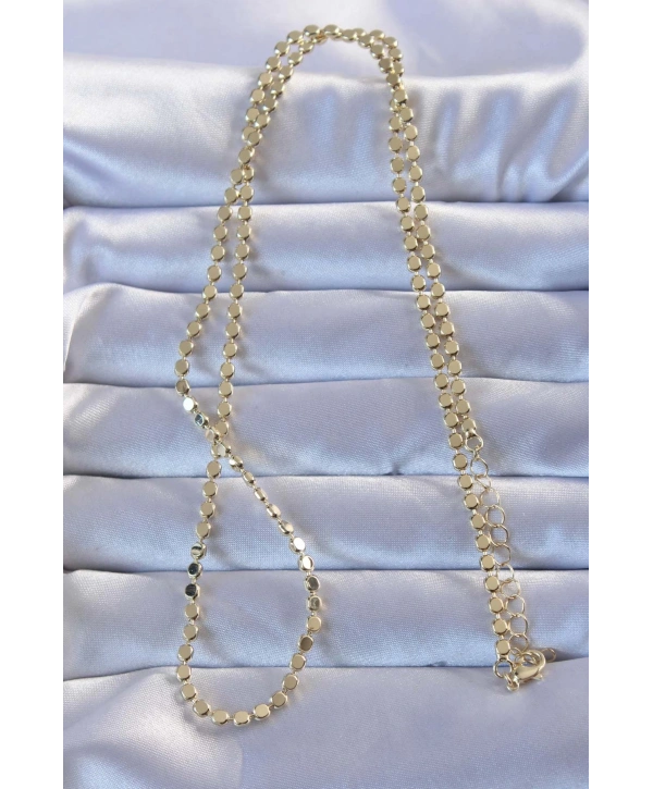 Pirinç Gold Renk Parçalı Ezme Kolye