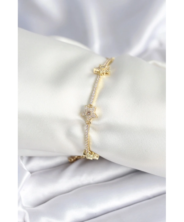 Pirinç Gold Renk Yıldız Model Kadın Bileklik
