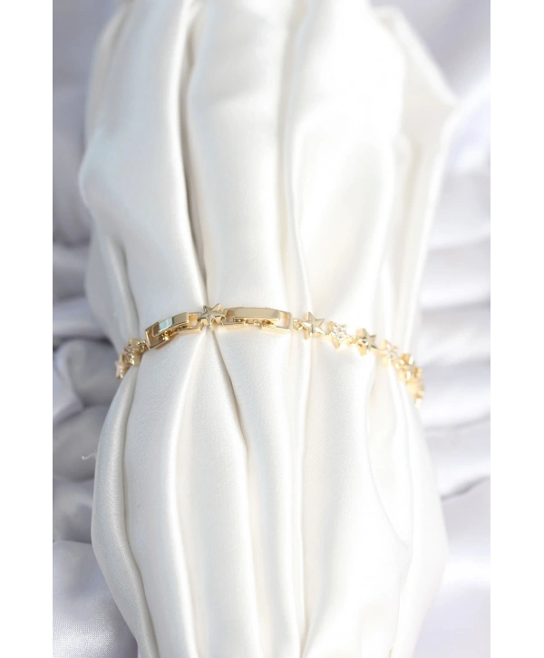 Pirinç Gold Renk Yıldız Model Kadın Bileklik