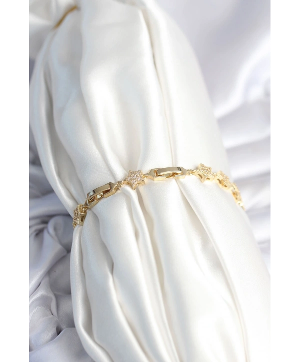 Pirinç Gold Renk Yıldız Model Kadın Bileklik