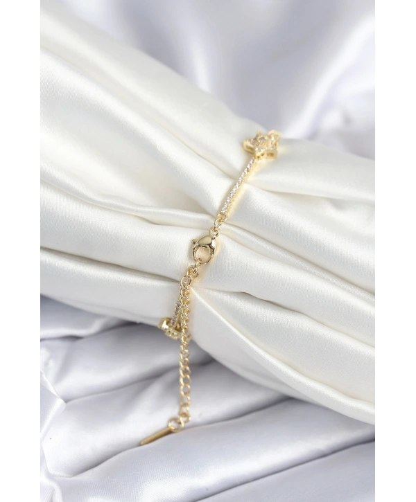 Pirinç Gold Renk Yıldız Model Kadın Bileklik