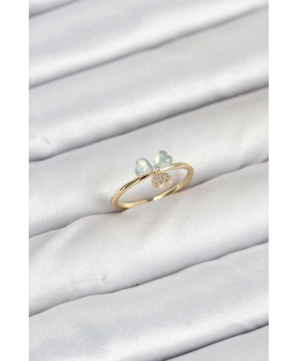 Pirinç Gold Renk Yonca Model Kadın Yüzük