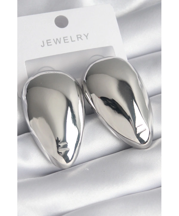 Pirinç Gümüş Renk Badem Model Kadın Küpe