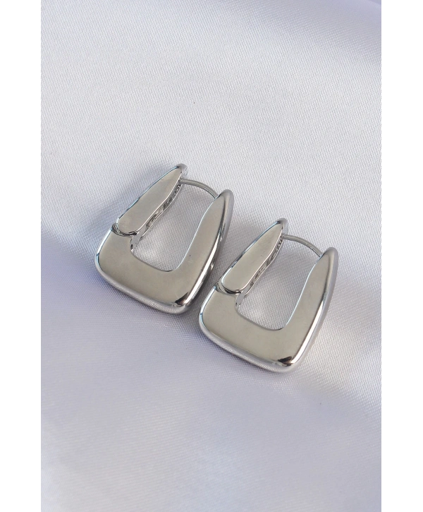 Pirinç Gümüş Renk Kalın Küpe