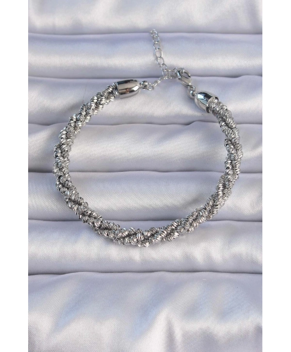 Pirinç Gümüş Renk Sarmal Model Bileklik