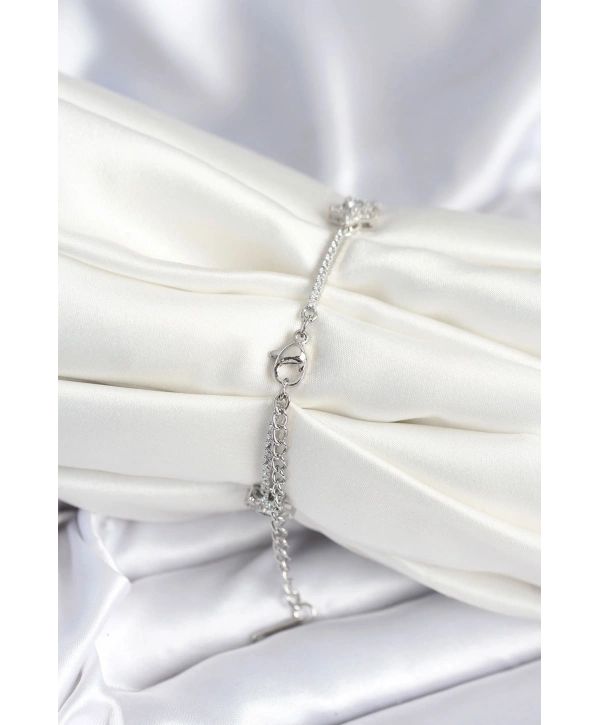 Pirinç Gümüş Renk Yıldız Model Kadın Bileklik