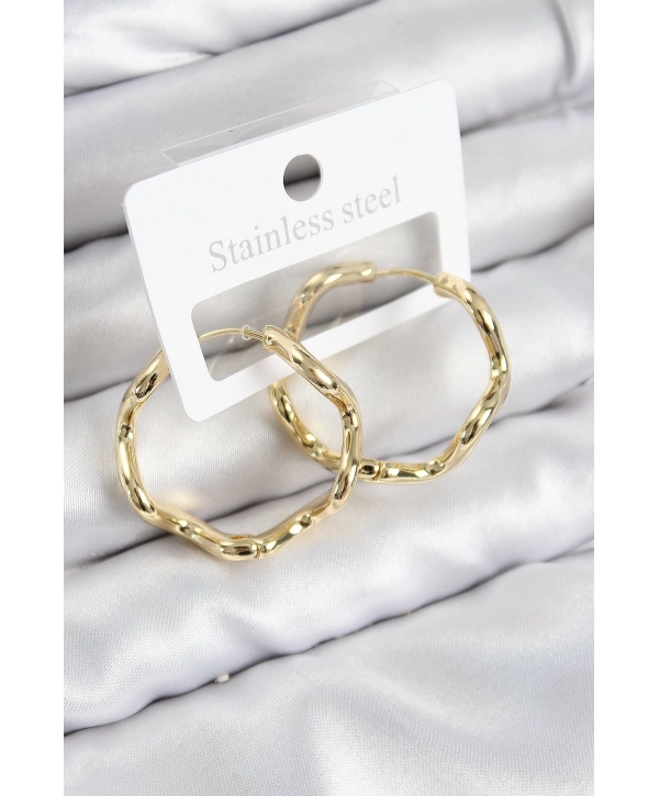 Pirinç Halka Model Gold Renk Kadın Küpe