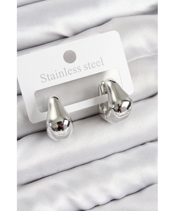 Pirinç Halka Model Gümüş Renk Kadın Küpe