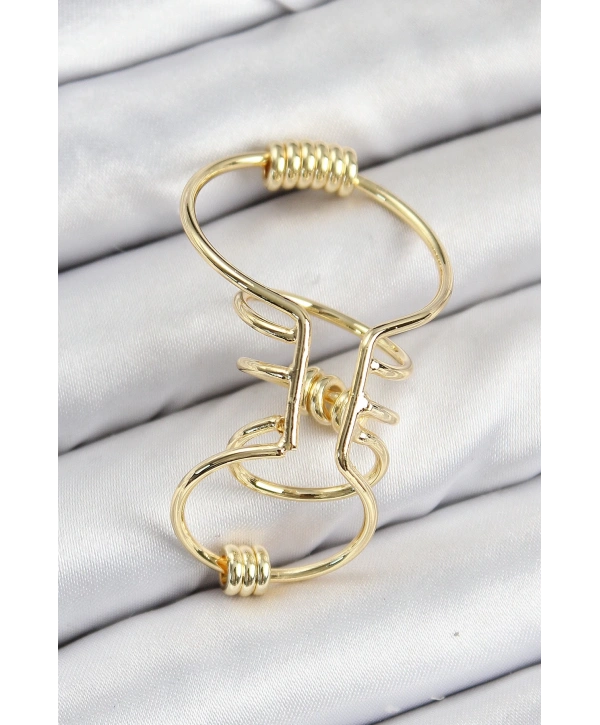 Pirinç Halkalı Model Gold Renk Kıkırdak Küpe