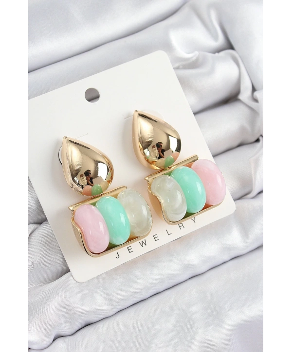 Pirinç Karışık Renk Vintage Model Kadın Küpe