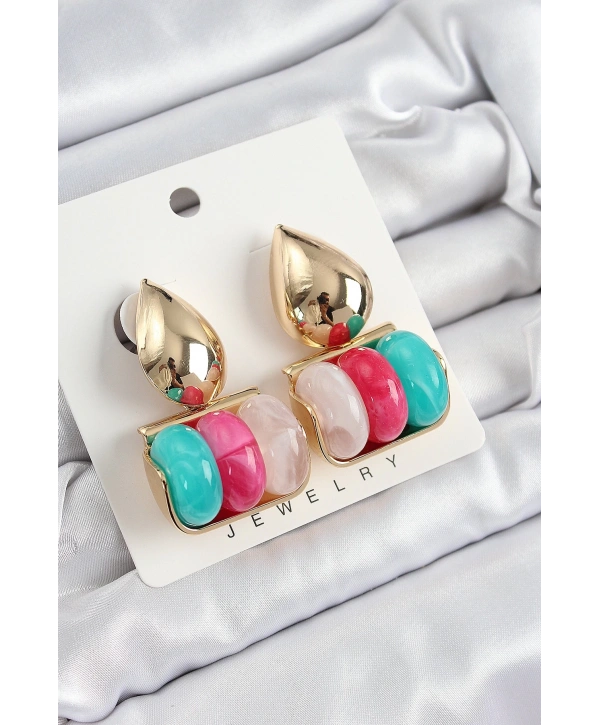 Pirinç Karışık Renk Vintage Model Kadın Küpe