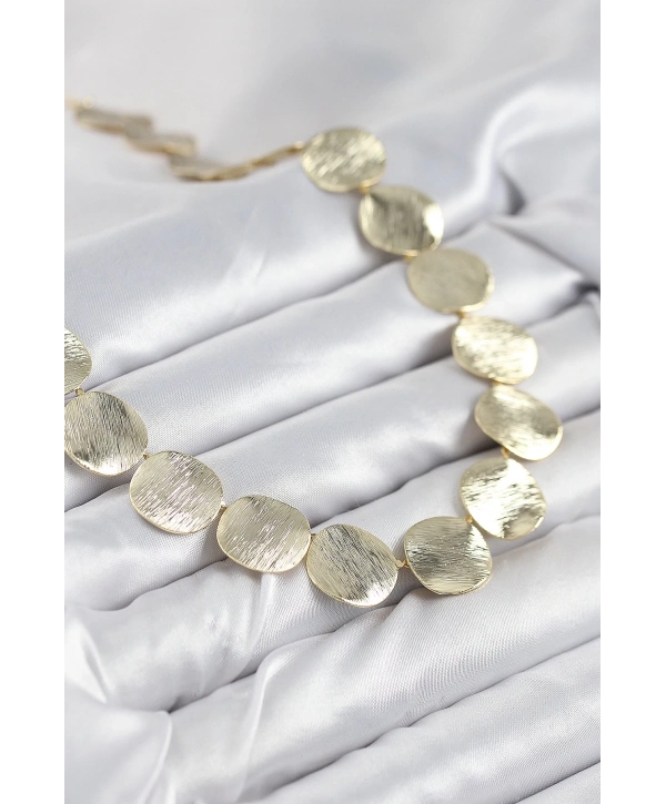 Pirinç Sıralı Para Model Gold Renk Kadın Kolye