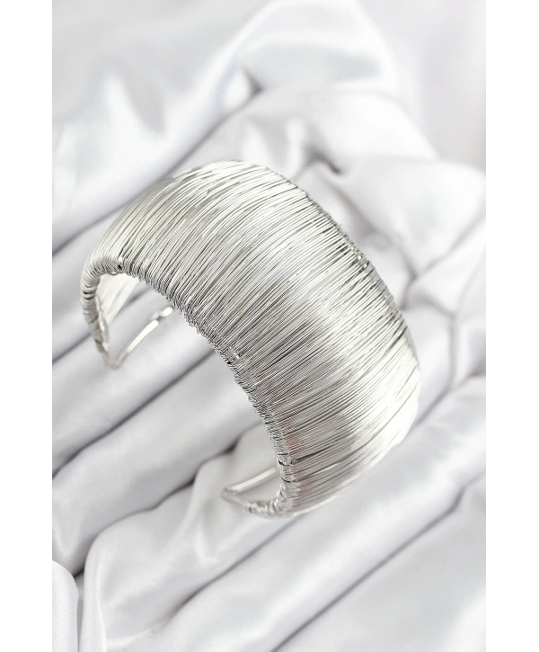 Pirinç Tel Sarma Model Gümüş Renk Kadın Bileklilk