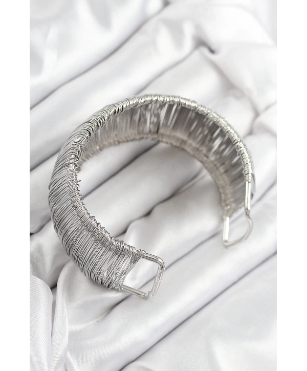 Pirinç Tel Sarma Model Gümüş Renk Kadın Bileklilk