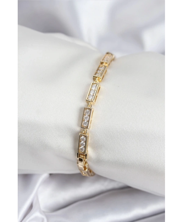 Pirinç VIP Seri Gold Renk Parçalı Model Kadın Bileklik