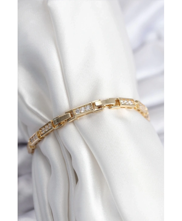 Pirinç VIP Seri Gold Renk Parçalı Model Kadın Bileklik
