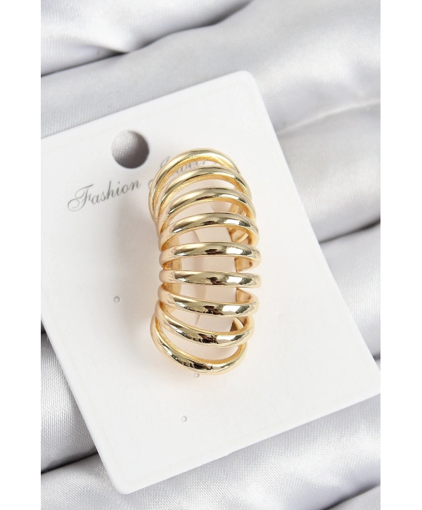 Pirinç Yay Model Gold Renk Sağ Kıkırdak Küpe