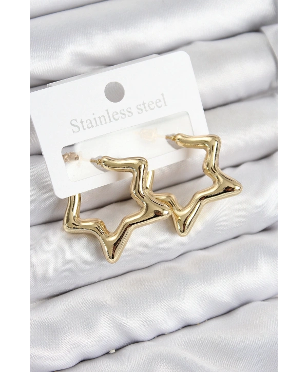 Pirinç Yıldız Model Gold Renk Kadın Küpe