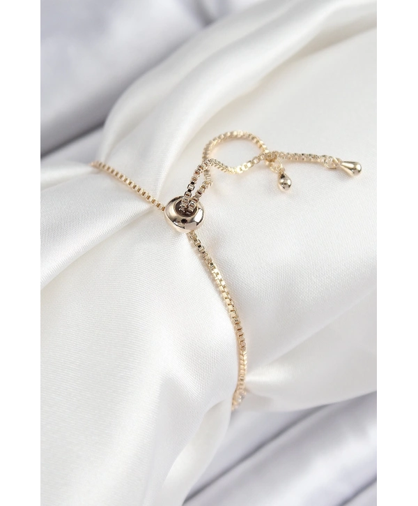 Pirinç Zirkon Taşlı Kuğu Model Gold Renk Asansörlü Kadın Bileklik