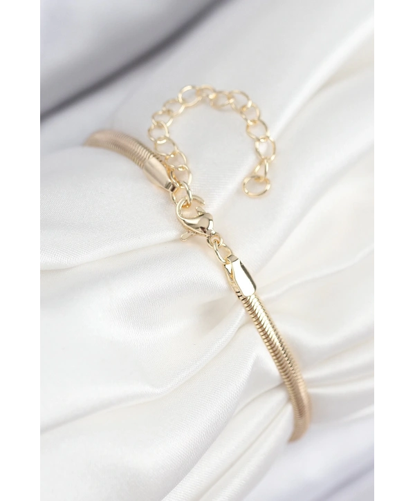 Pirinç Zirkon Taşlı Yonca Model Gold Renk Kadın Bileklik