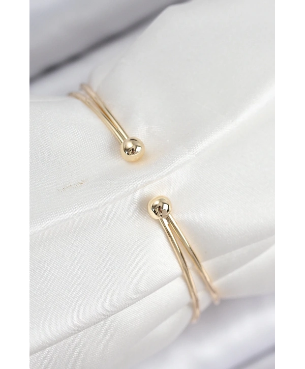 Pirinç Zirkon Taşlı Yonca Model Gold Renk Kadın Bileklik