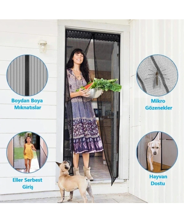 Pratik Manyetik Mıknatıslı Beyaz Kapı Pencere Sinekliği Tülü 90 x 210 cm (5047)