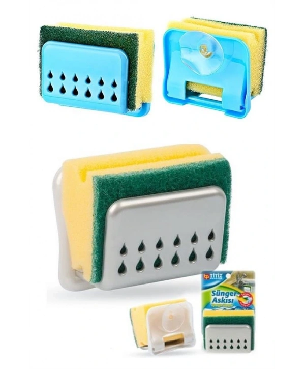 Pratik Mutfak Lavabo Vantuzlu Bulaşık Süngeri Askısı Aparatı (5047)