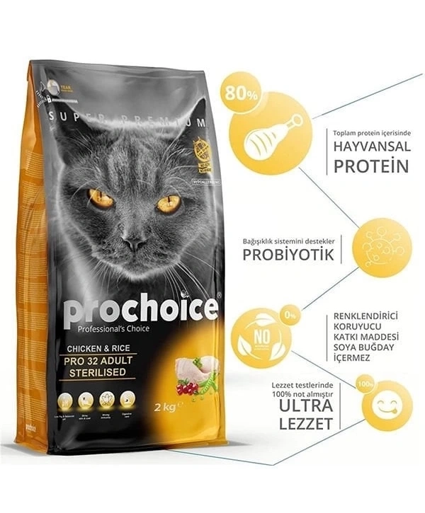 Pro Choice Pro 32 Sterilised Tavuklu Kısırlaştırılmış Kedi Maması 15 Kg