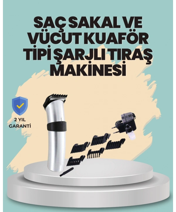 Profesyonel Erkek Tıraş Makinesi – Kablosuz, Paslanmaz lı ve Tam Aksesuar