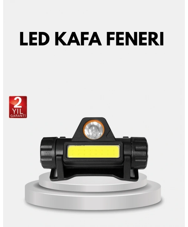 Profesyonel Şarjlı LED Kafa Lambası – Uzun Mesafe + Ortam Aydınlatması
