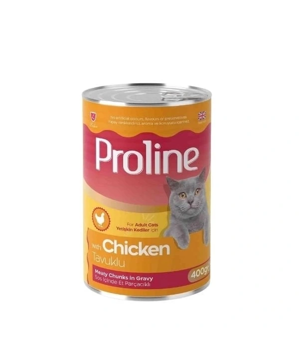 Proline Sos İçinde Et Parçacıklı Tavuklu Yetişkin Konserve Kedi Maması 400 Gr