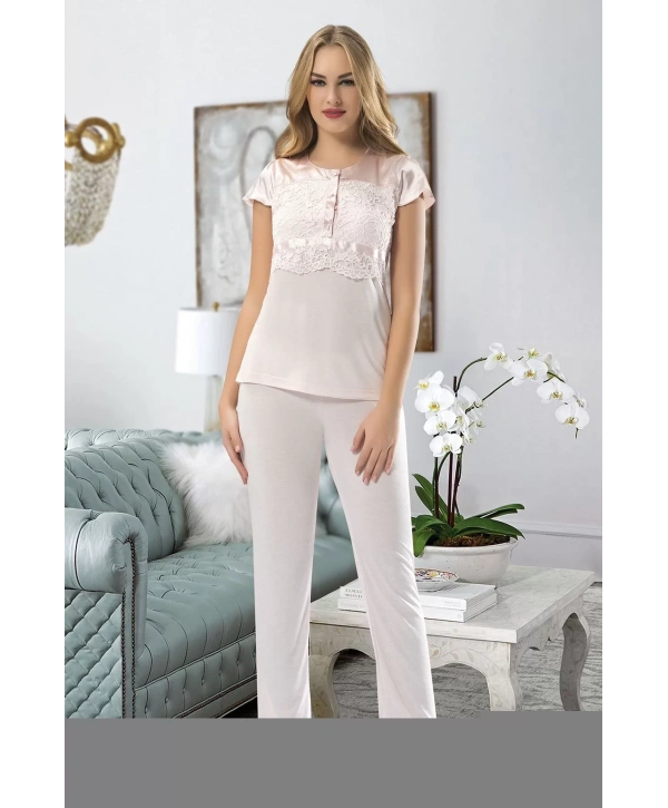 Pudra Penye Pijama Takımı - 1417